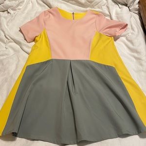Pink, yellow and grey color block mini dress size Large